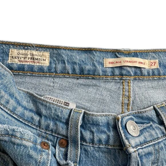 Levi's Premium New Women's Ribcage Straight Ankle Distressed Jeans Sz 27 Casual - Picture 8 of 11